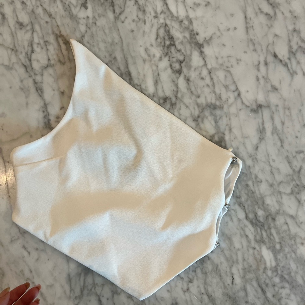 White One-Shoulder Rhinestone Top